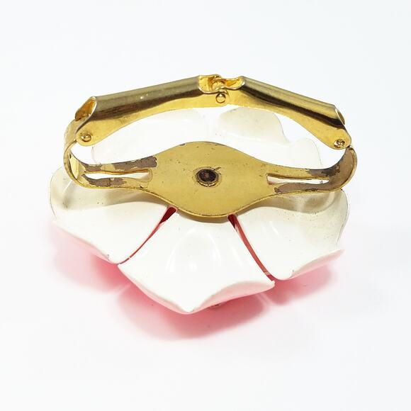 Vintage Pink Scarf Clip, Flower Power, 1960s Jewelry - Picture 3 of 10